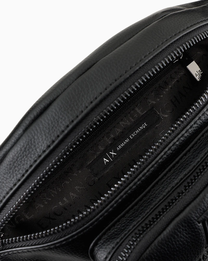 Bum bag with tone-on-tone embossed logo in garnet material