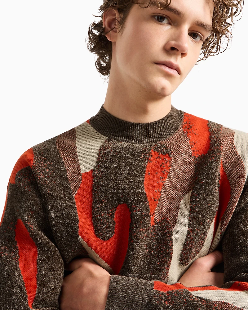 Camouflage Chenille Crewneck Sweater