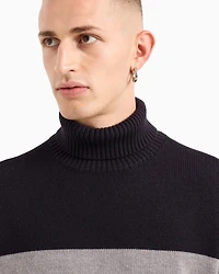 Contrast Stripe Turtleneck Sweater