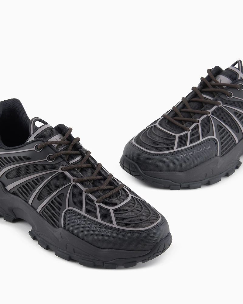 Sneakers with optical effect design and maxi sole