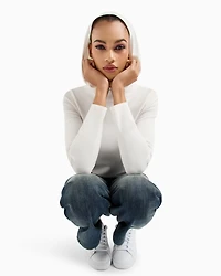 Hooded sweater with ASV monogram patch