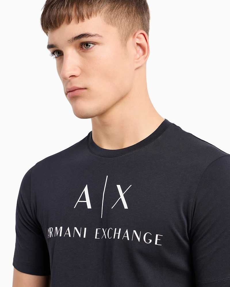Armani Exchange - Slim fit jersey T-shirt with logo, Man, Navy Blue, Size: