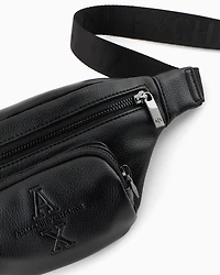 Bum bag with tone-on-tone embossed logo in garnet material