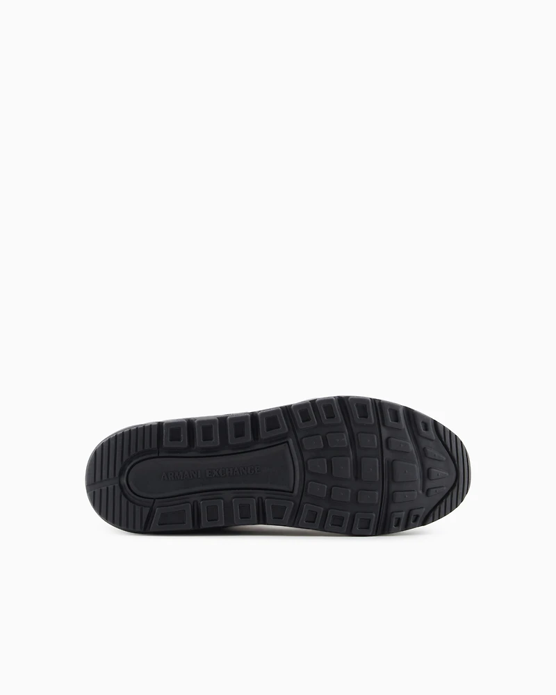 Sneakers eco-leather with optical effect grooves