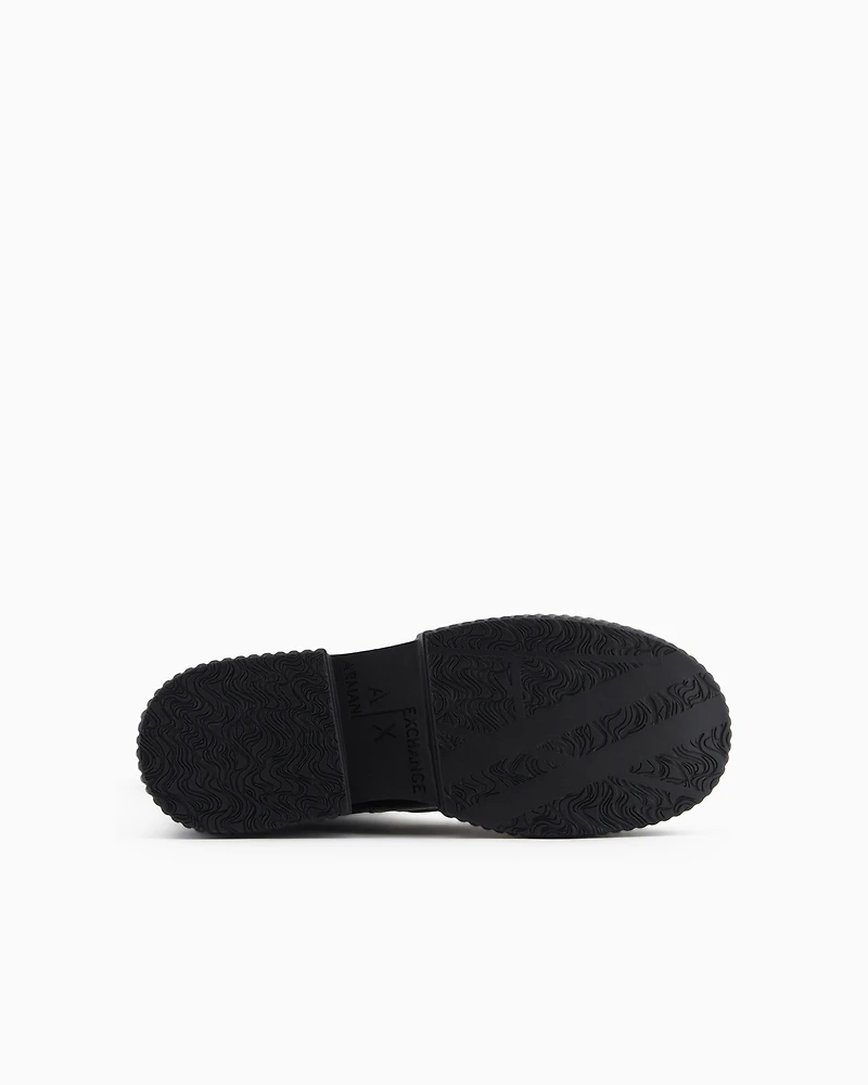 Combat boots with embossed logo