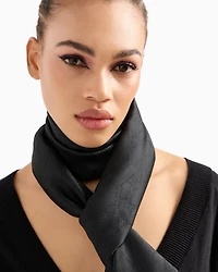 Soft fabric scarf with tone-on-tone allover logo