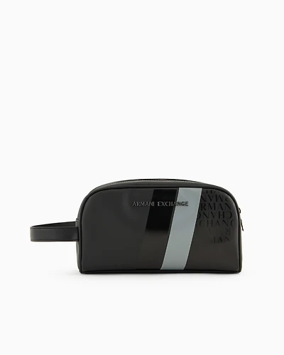 Beauty case with monogram and stripes