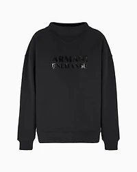 High neck sweatshirt with contrasting sparkling logo