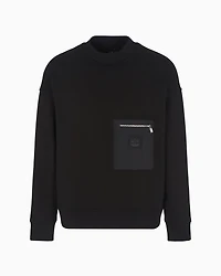 Crewneck sweatshirt with zip-up pocket