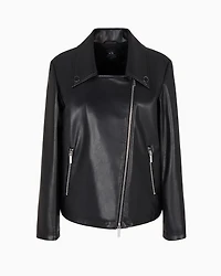Faux leather jacket with side zip