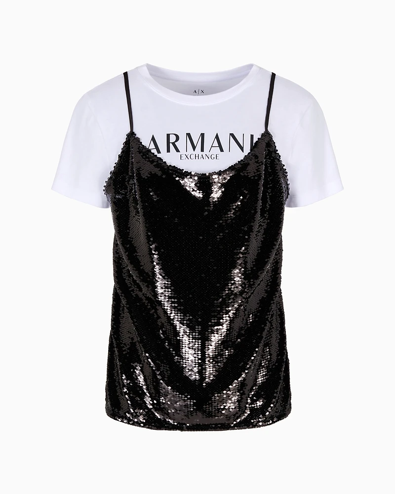 T-shirt with sequin top on the front
