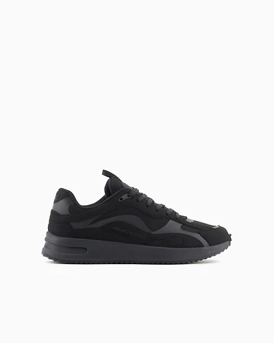 Microsuede sneakers with tone-on-tone inserts