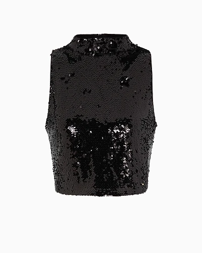 High neck sequin top