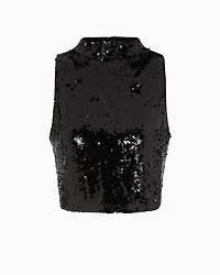 High neck sequin top