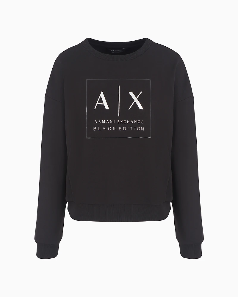 Crewneck sweatshirt with logo print and metal details