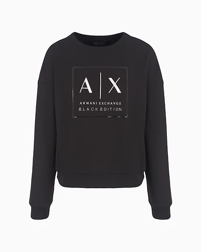 Crewneck sweatshirt with logo print and metal details