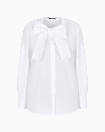 Lyocell blend shirt with bow on the neck