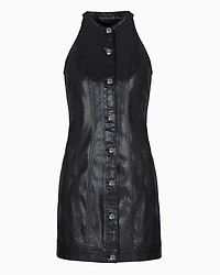 Short dress eco leather with buttons