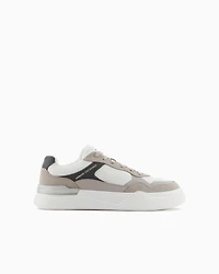 Sneakers with laces combined material