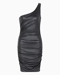 One-shoulder midi dress pleated fabric
