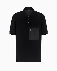 Short-sleeved cotton polo with pocket