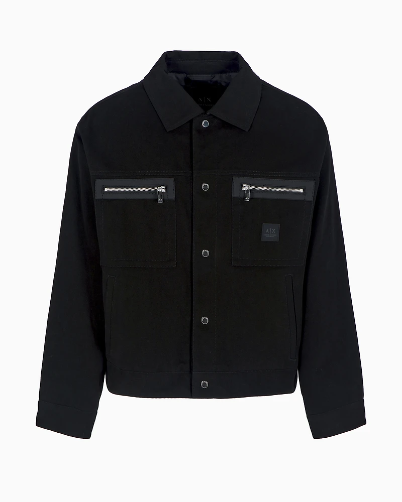 Boxy fit cotton jacket with pockets
