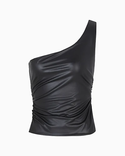 One-shoulder top coated fabric