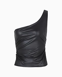 One-shoulder top coated fabric