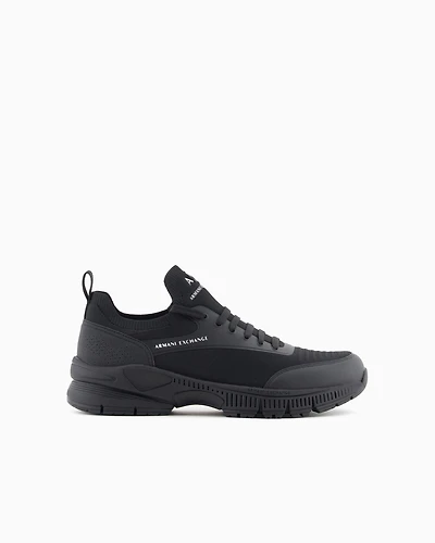 Fabric and mesh sneakers with logo