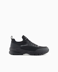 Fabric and mesh sneakers with logo