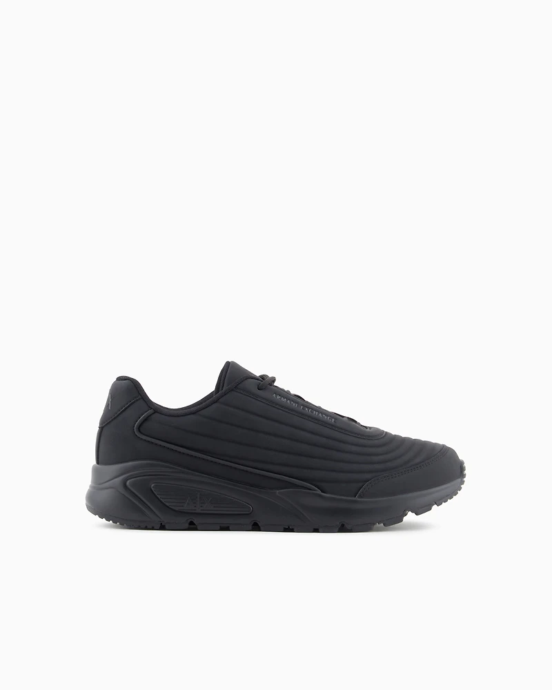 Sneakers eco-leather with optical effect grooves