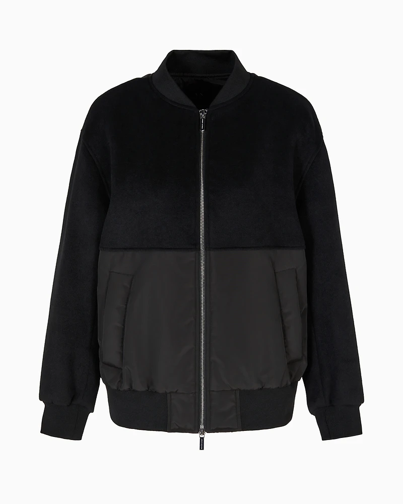 Bomber jacket with zip cloth and technical fabric