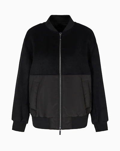 Bomber jacket with zip cloth and technical fabric