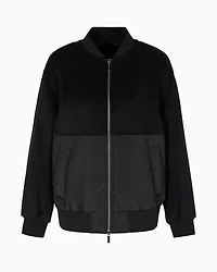 Bomber jacket with zip cloth and technical fabric