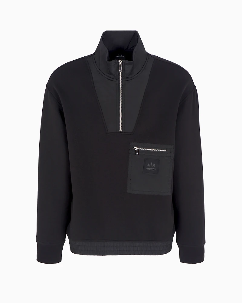 High neck zip up sweatshirt with pocket on the front