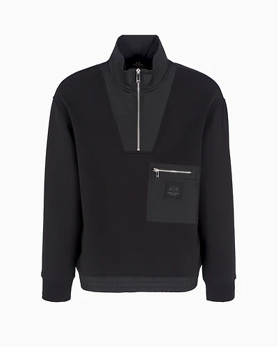 High neck zip up sweatshirt with pocket on the front