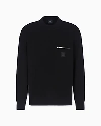 Crewneck sweater with zip pocket and logo