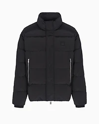 Padded and quilted jacket with high collar