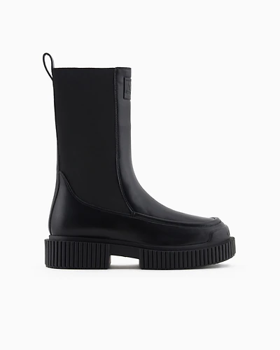 Combat boots with embossed logo