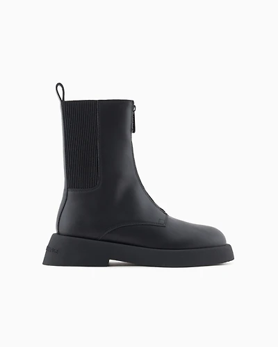 Combat boots with elastic and zip