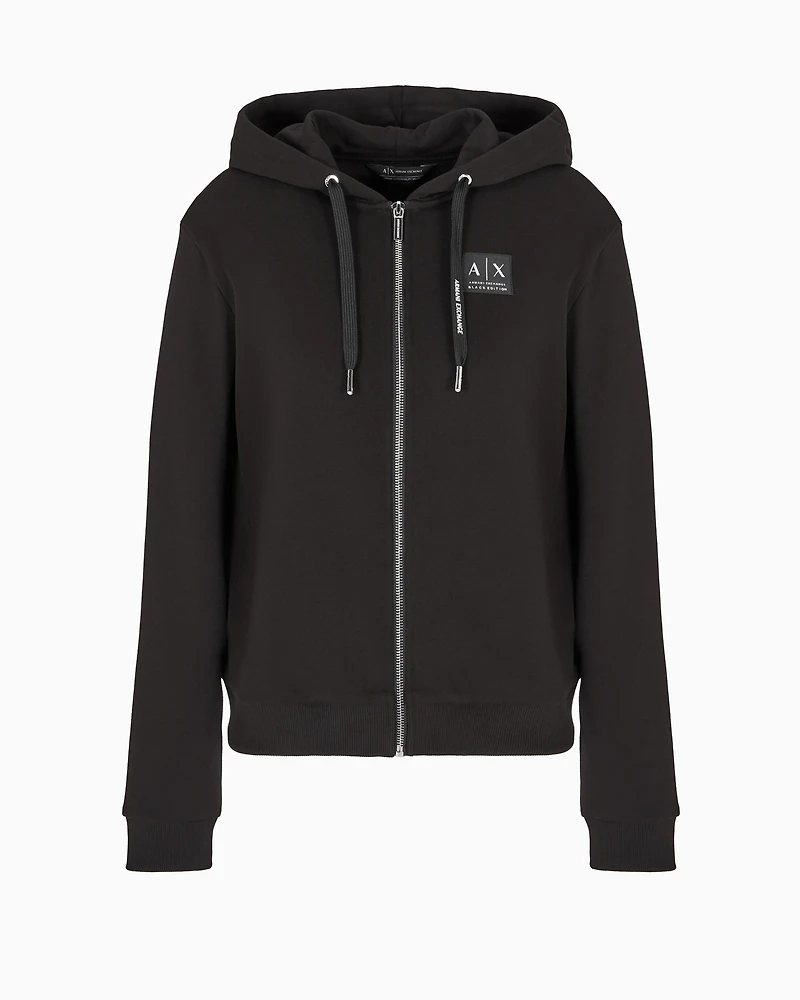 Zip-up hoodie with logo label