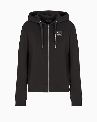 Zip-up hoodie with logo label