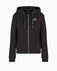 Zip-up hoodie with logo label