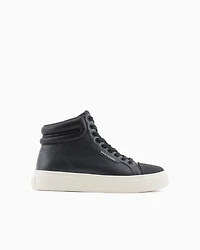 Leather sneakers with contrasting profile