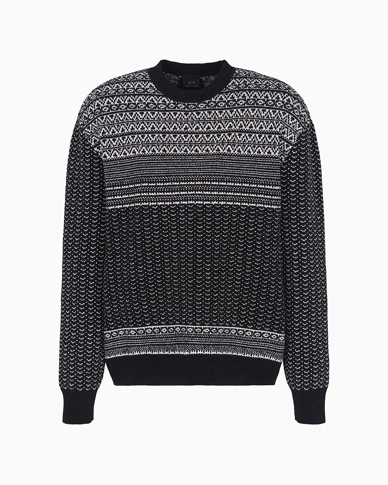Two-tone tricot pattern sweater