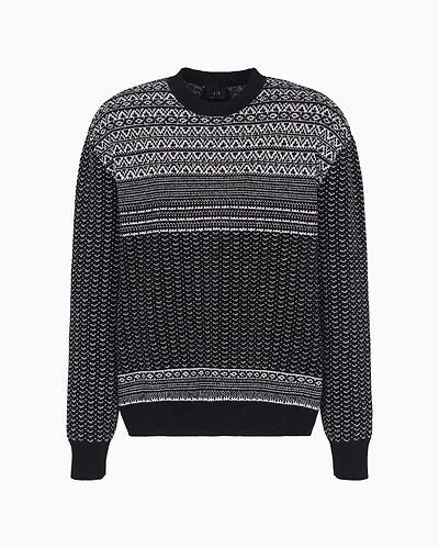 Two-tone tricot pattern sweater