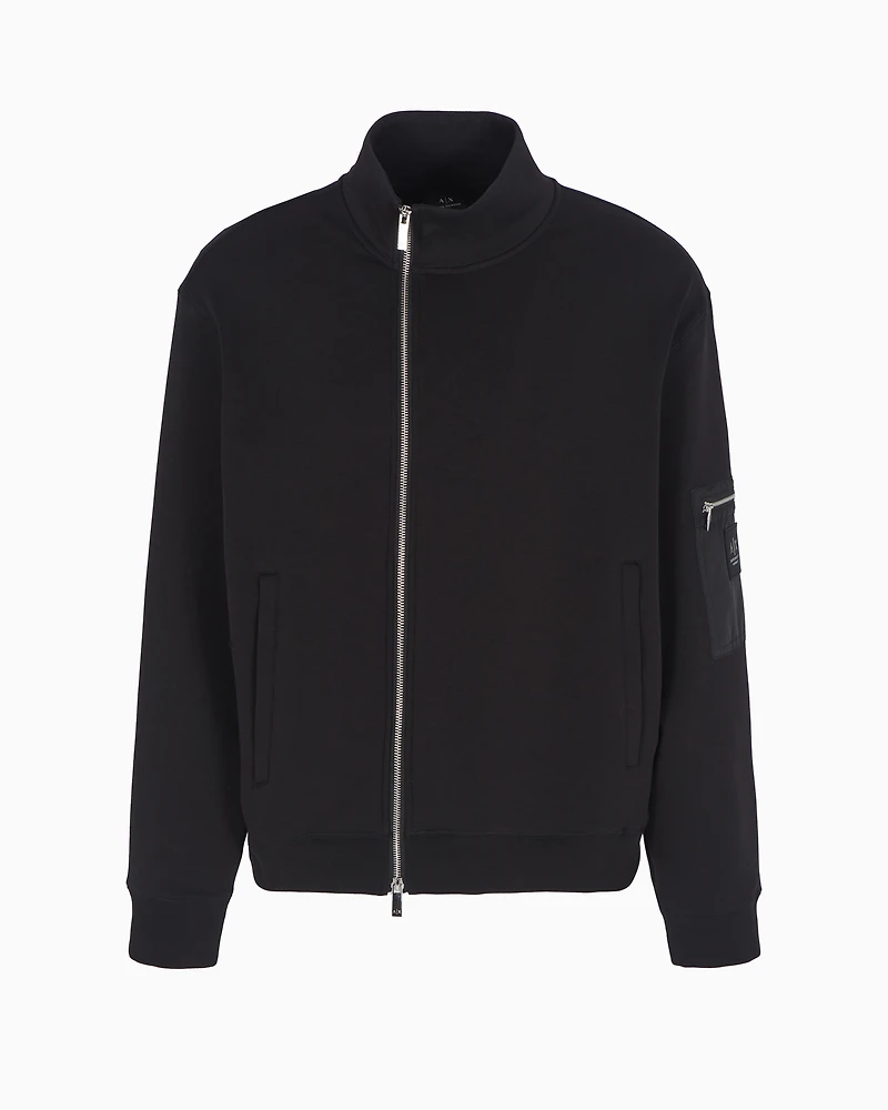 Sweatshirt with side zip pocket on sleeve