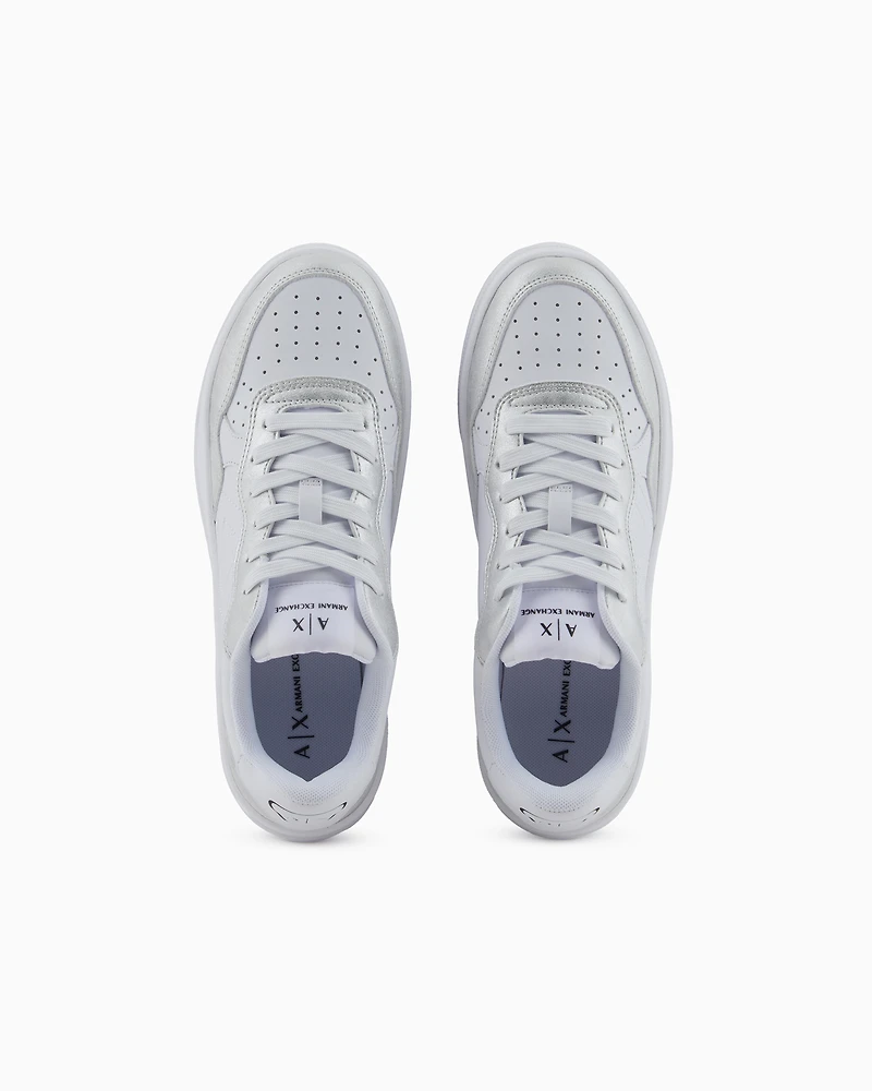 Sneakers with metallic inserts