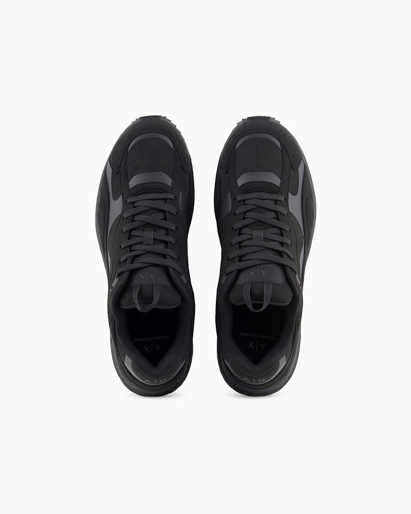 Microsuede sneakers with tone-on-tone inserts