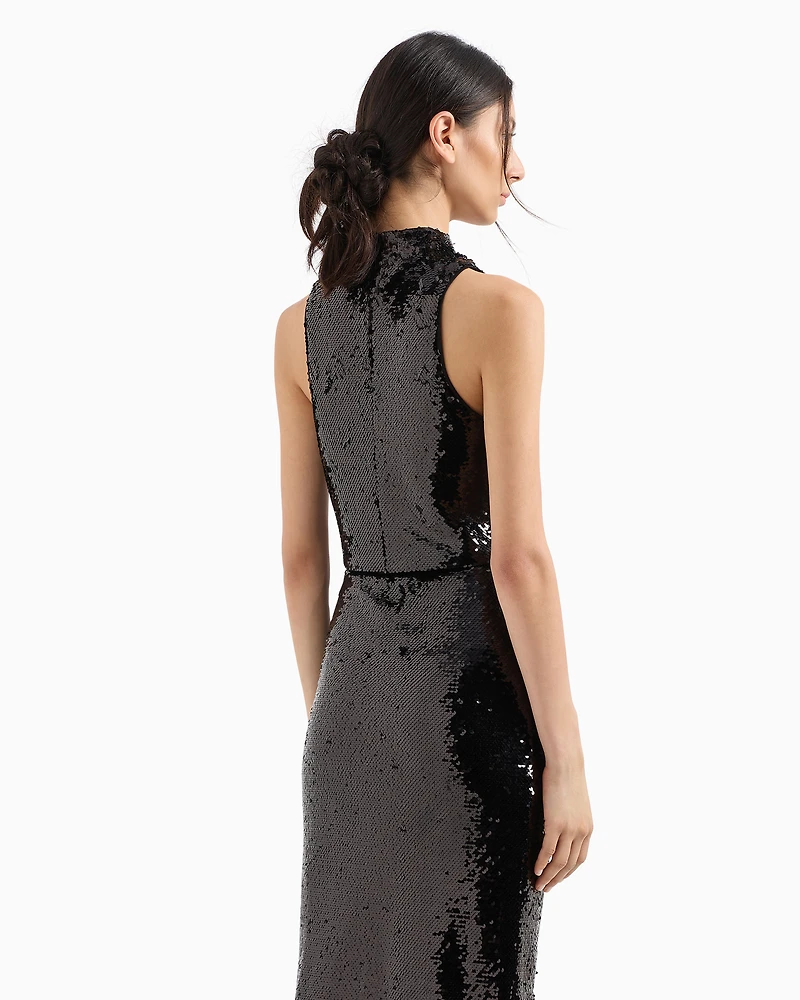 High neck sequin top